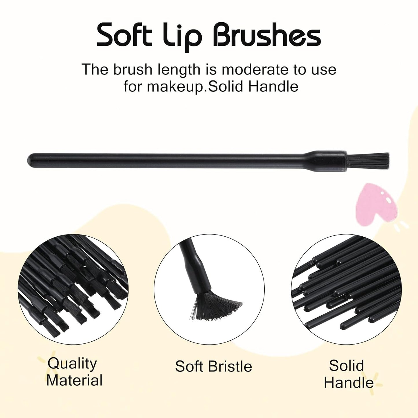 100 Pcs Lip Brushes Disposable, Black Disposable Nail Brushes, Lip Applicators with Soft Brush Head, Multifunctional Mini Makeup Lips Wands for Women