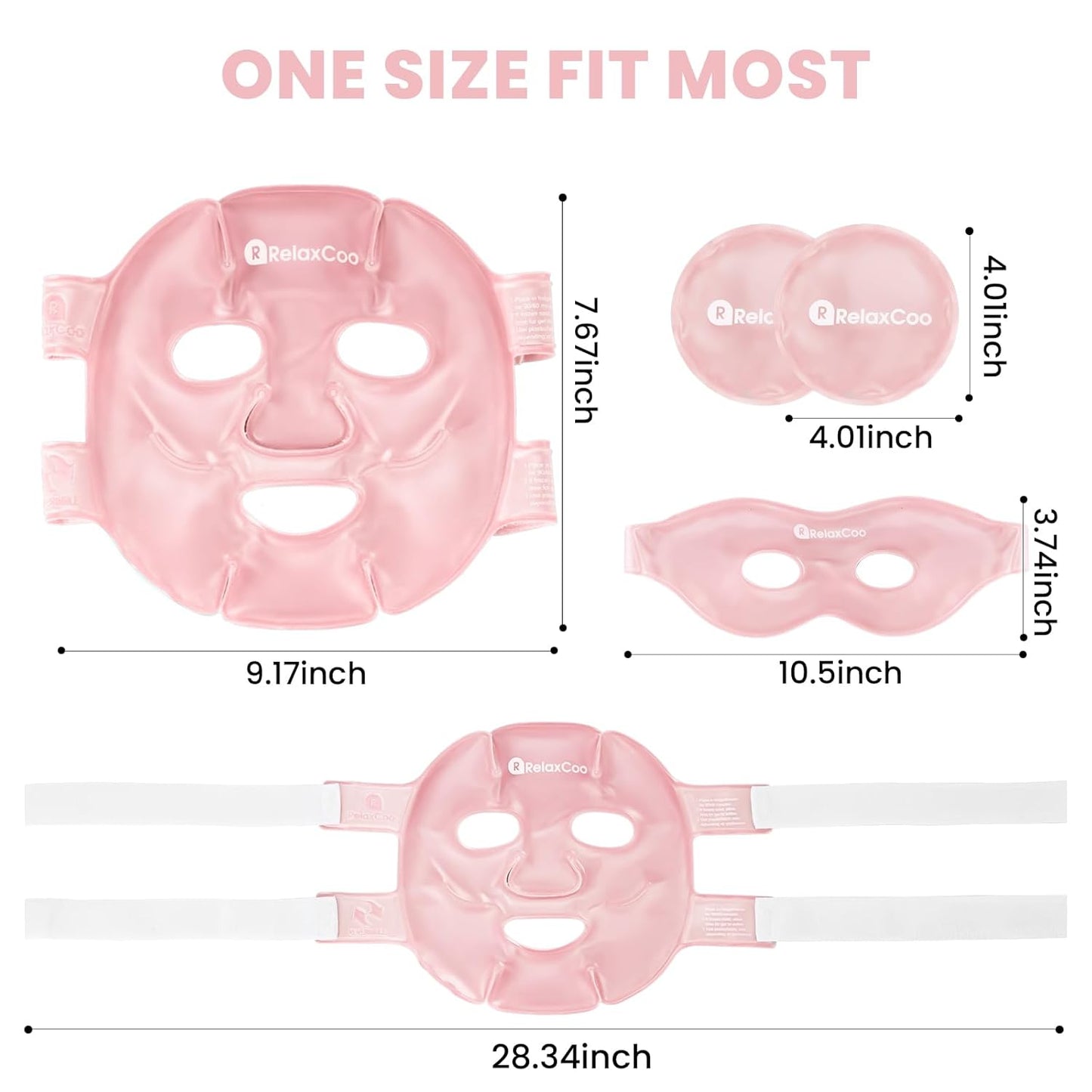 Ice Face Eye Mask for Dark Circles and Puffiness Cold Warm Compress, Gel Cold Cooling Face Mask Package for Women and Men, Migraines, Headache, Stress and Relaxation, Pink