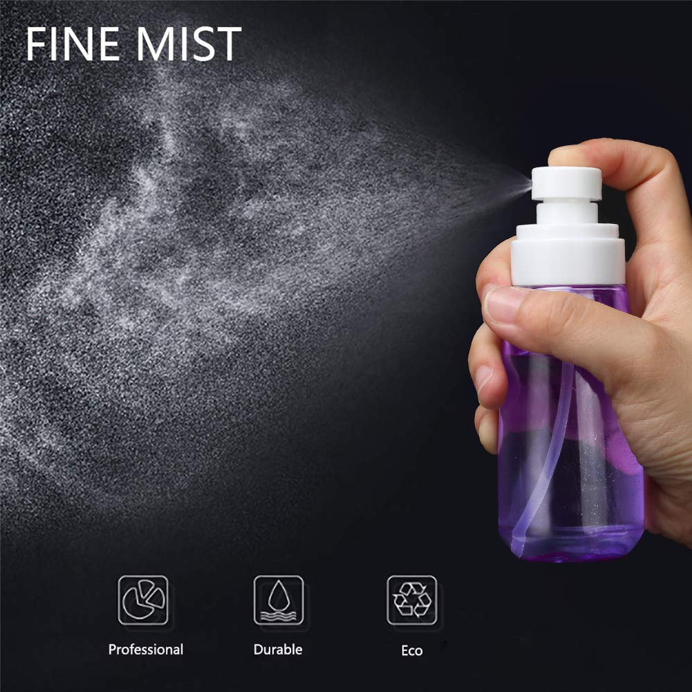 Cosywell Fine Mist Spray Bottle 3.4oz/ 100ml Empty Cosmetic Refillable Travel Containers Plastic Hair Spray Bottle Sprayer for Perfume Skincare Makeup Lotion (3Purple)