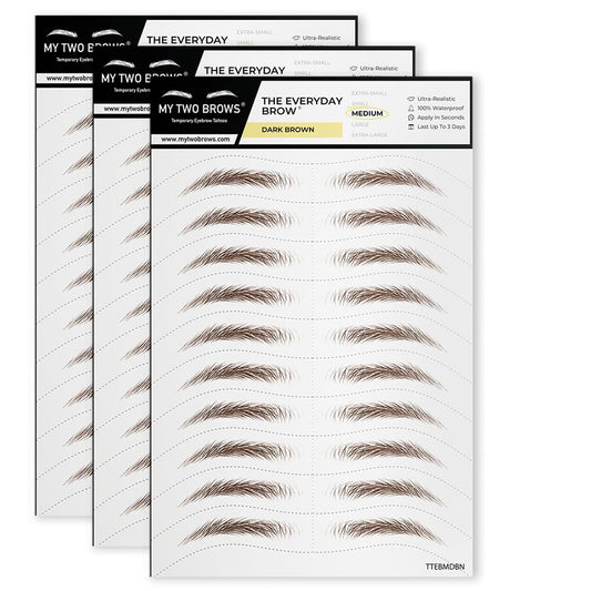 30 Pairs Dark Brown Temporary Eyebrow Tattoos, Waterproof and Smudge-Proof Dark Everyday Style Realistic Eyebrow Stickers for Men & Women, Easy to Apply, Won't Work on Existing Brows
