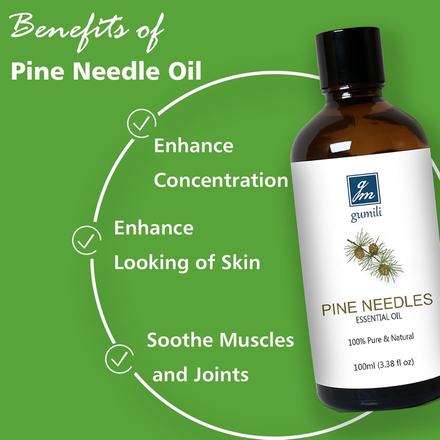 Pine Needle Essential Oil 3.38 Oz - 100% Pure & Natural Pine Oil for Diffuser, Skin, Massage & Aromatherapy - Fresh Pinus Essential Oils Fragrance