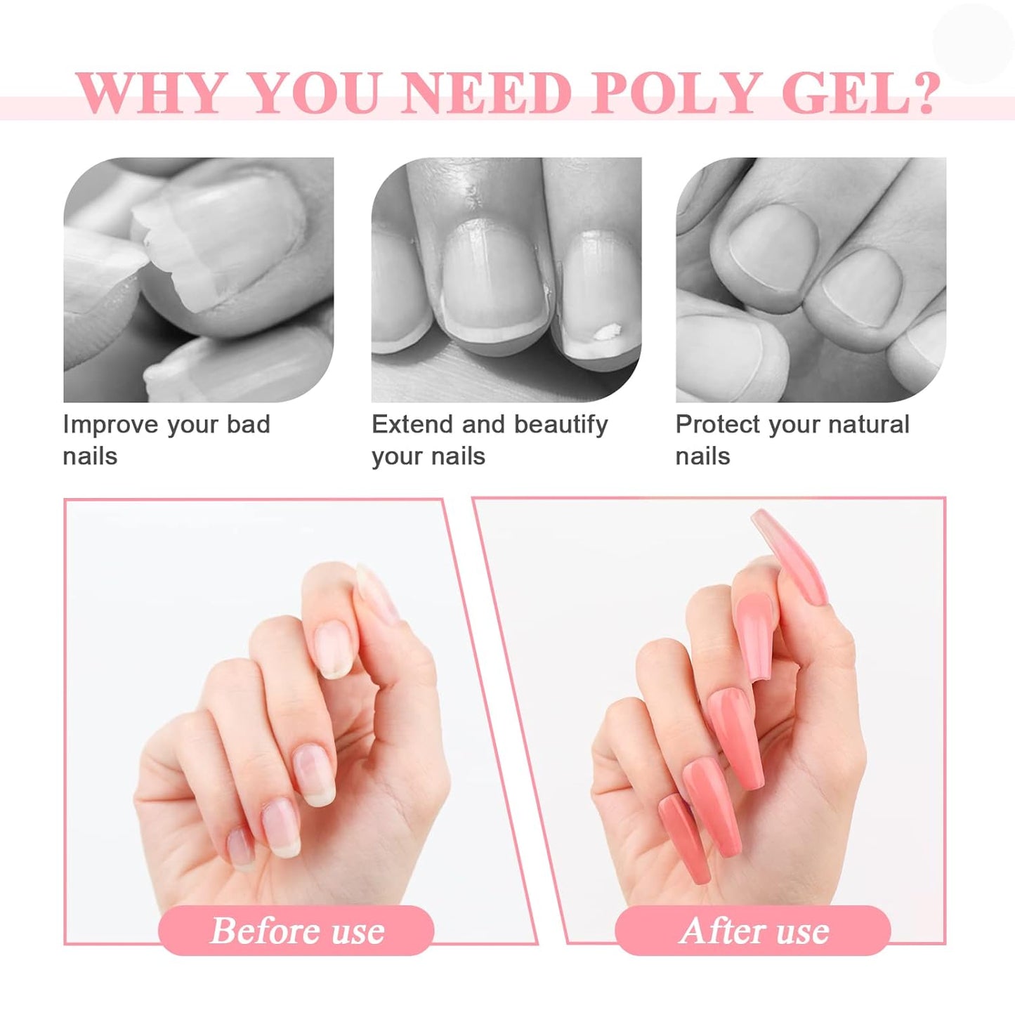 SAVILAND Large Clear Poly Gel: 100g Natural Nail Extension Poly Hard Gels For Starter Salon-Like Strengthener Long Lasting Poly Nail Gel for Beginner & Professional DIY at-Home
