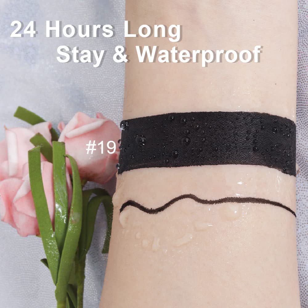 evpct 2Pcs Black Matte Liquid Lipstick and Lip Liner Gloss Stain Pencil Makeup Set Long Lasting Dark Matte Lipstick 24H and with Lip Liner Set for Black women labiales mate 24 horas originales 19#