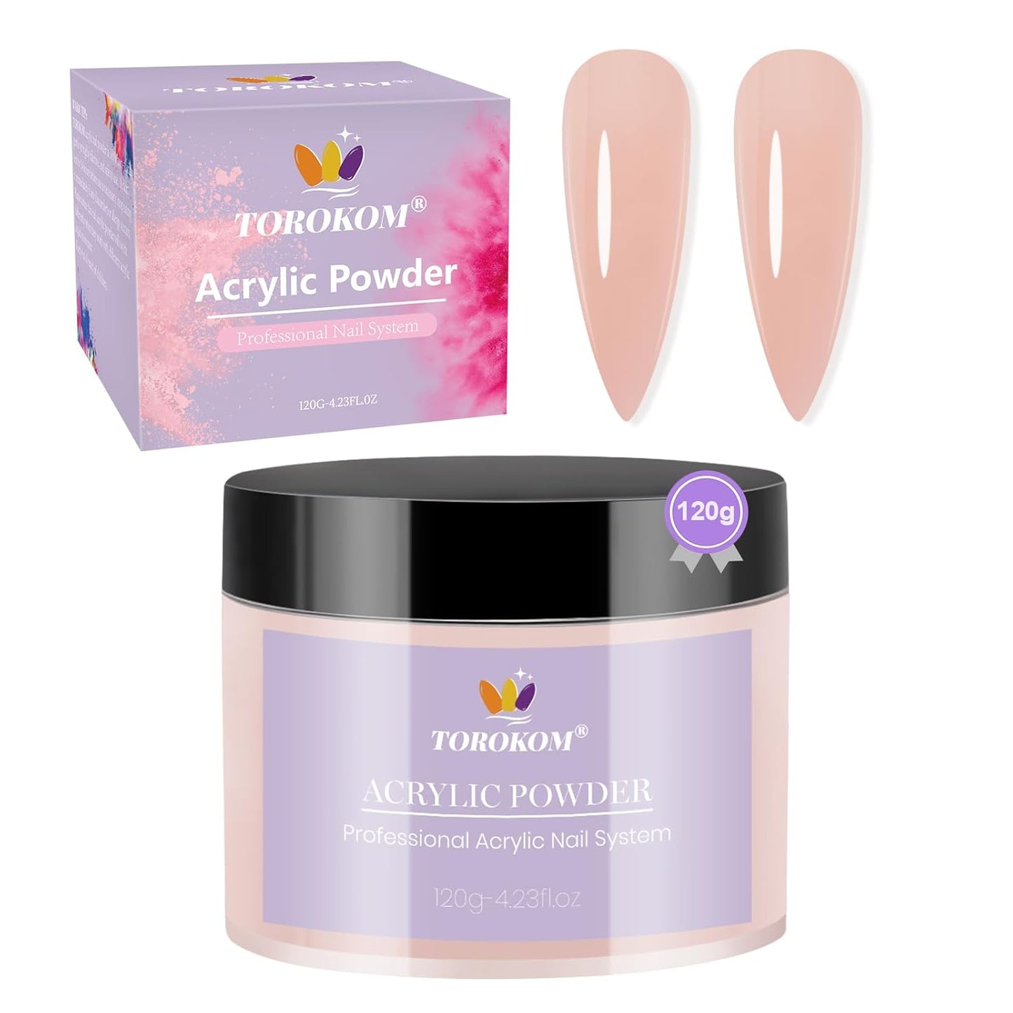 TOROKOM Dark Nude Acrylic Powder, 120g/4.23oz Acrylic Nail Powder Large Capacity Acrylic Dip Powder for Nails Acrylic Extension Powders, 3D Nail Carving, Long-Lasting, No Nails Lamp Required