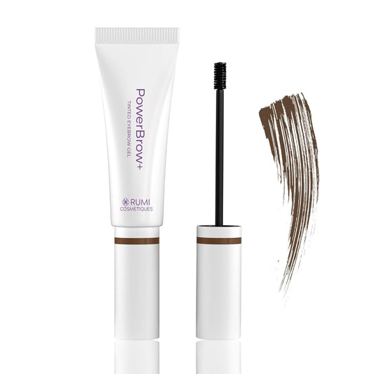 PowerBrow+ Tinted Eyebrow Gel For Older Women - Defines, Fills, Thickens Brows - 2-in-1 Formula - Natural Color, Quick Fixing, Long-Lasting - Hypoallergenic Medium Brown (Mocha)