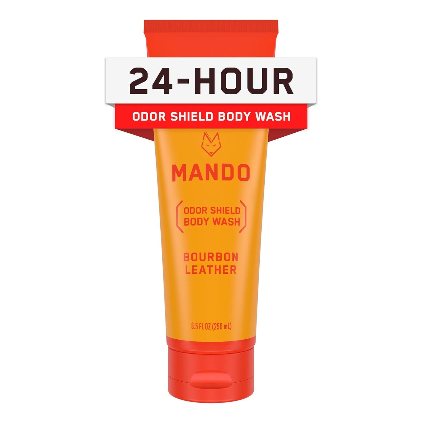 Mando Odor Shield Body Wash - 24 Hour Control - Removes Odor Better than Soap - SLS and Paraben Free, Skin Safe - 8.5 Ounce (Bourbon Leather)