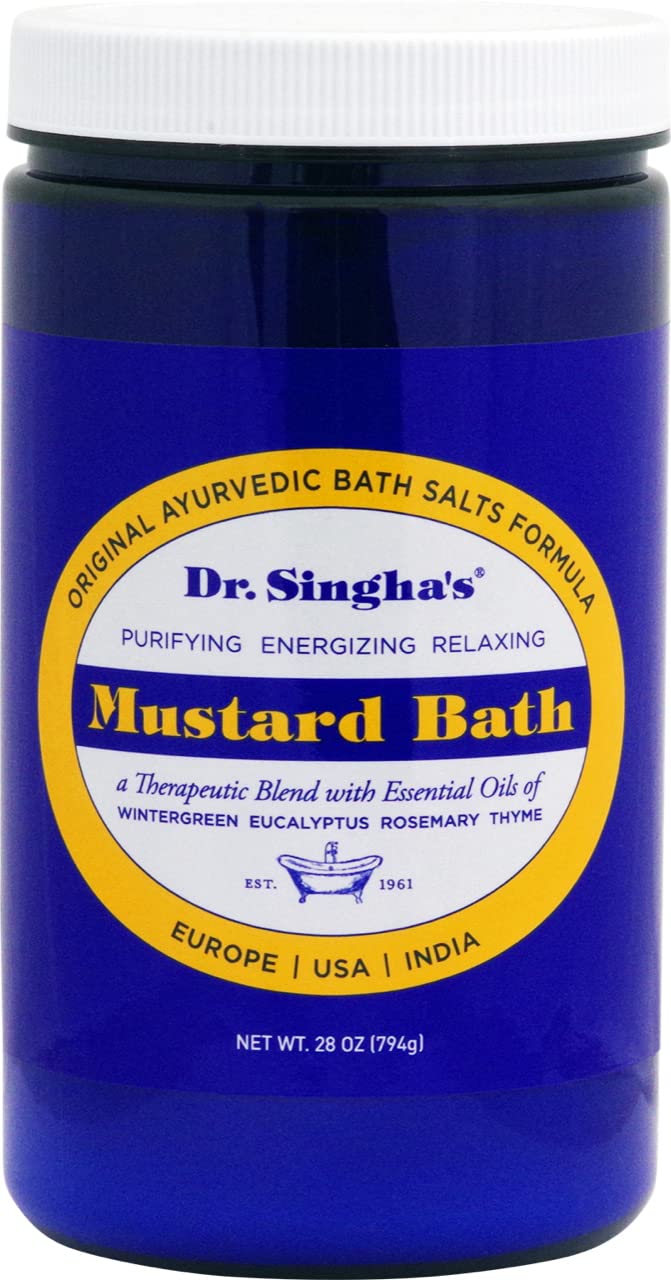 Dr. Singha’s Mustard Bath – Therapeutic Bath Salts for Relaxation, Soothing Comfort & Refreshing Aroma – 28 oz Aromatherapy Soak with Mustard Seed & Essential Oils - Bathing Alternative to Epsom Salt