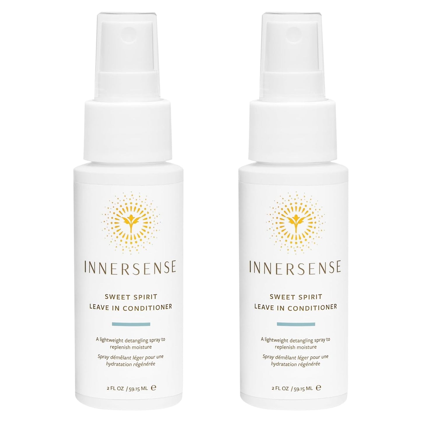 INNERSENSE Organic Beauty - Natural Sweet Spirit Leave-In Conditioner | Detangling, Hydrating, Smoothing | Non-Toxic, Cruelty-Free, Clean Haircare (2 Pack - 2 fl oz | 59.1 mL each)