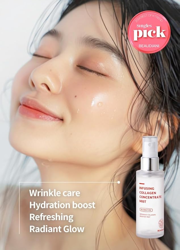 Collagen Facial Mist – Hydrating & Firming Spray for Face, Anti-Wrinkle Korean Skincare, Daily Moisturizer & Skin Tightening Mist with Nourishing Collagen (1.69 fl oz)