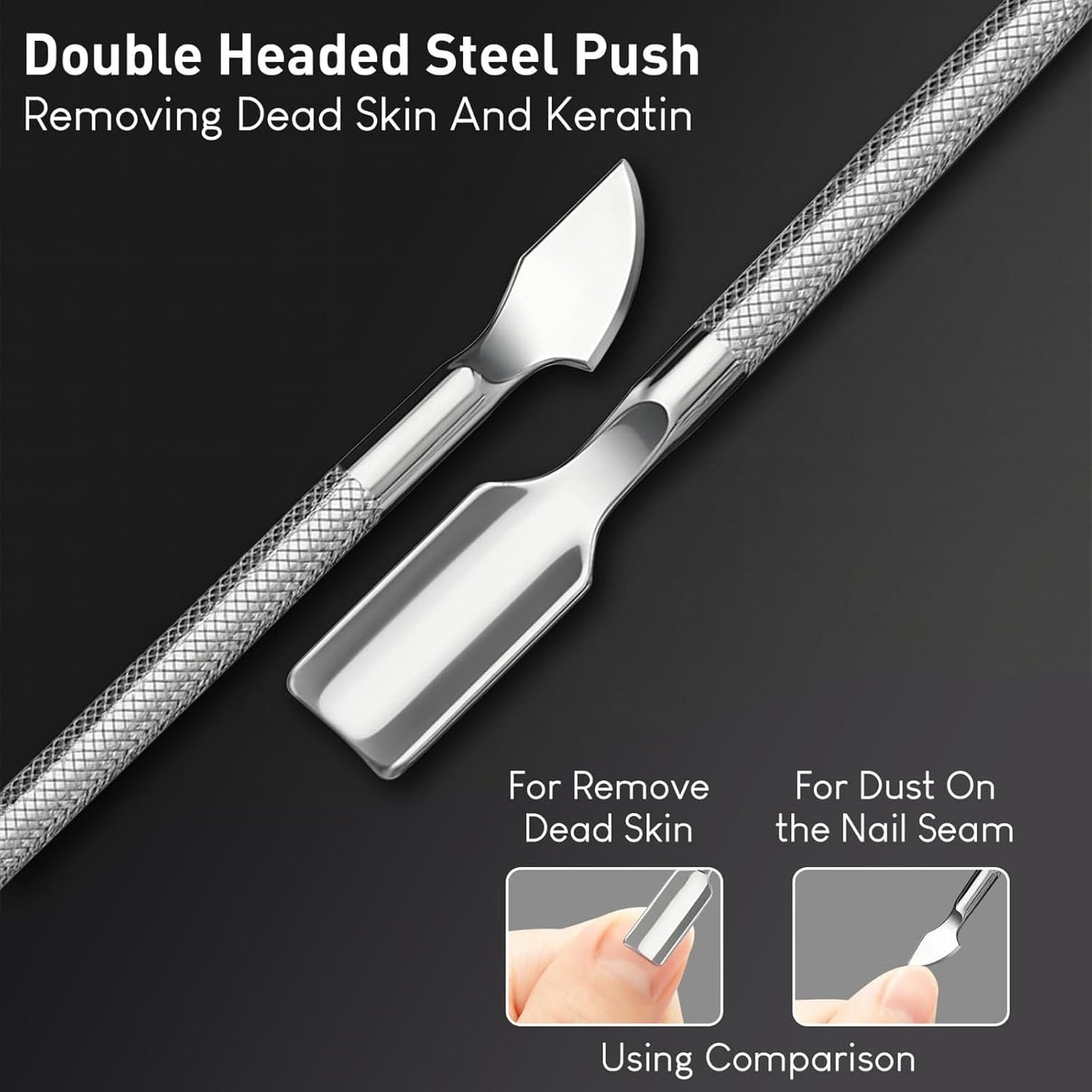 UM Supplies Cuticle Nipper with 2 Pushers and Nail Cutter 4 Pieces Travel Set + Storage Pouch, Stainless Steel Manicure Pedicure Tool for Nail Care Jaw 14 (5mm) Double Spring