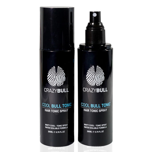 Crazy Bull Hair Tonic for Men - Cooling Hair Growth Spray with Castor Oil & Menthol - Hydrating Anti Frizz Heat Protection Spray for Oily & Dry Scalp - Cool Bull Ingrown Hair Treatment - Minty Scent