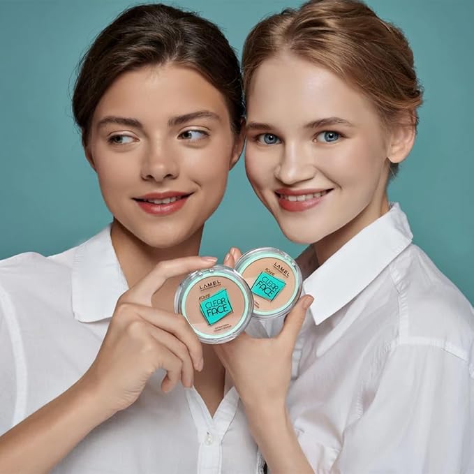 Lamel OhMy Clear Face Powder - Light Natural Coverage & Suet Control - Cruelty Free - Warm Beige N.407