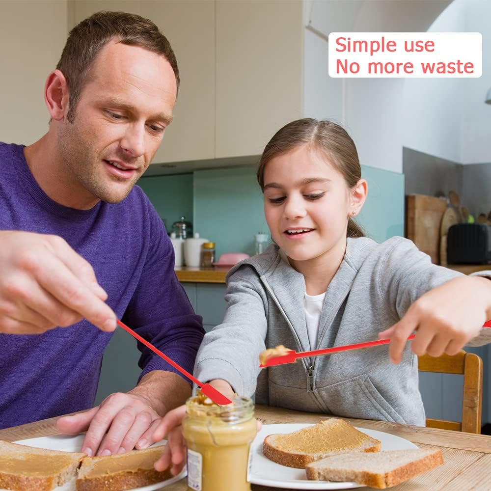 8 Pcs Mini Spatulas Makeup Scraper, Silicone mini spatula for cosmetics, Reusable Small Thin Jar Scraper for Getting Lotion out, Bottle Scraper for Kitchen Food Beauty Make up, Red Black