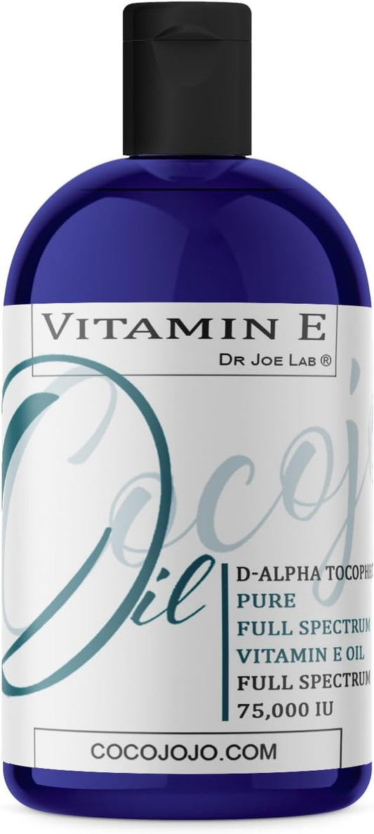 Vitamin E Oil - Pure & Undiluted, Full Spectrum, Alpha Tocopherol, 75,000 IU - 8 oz - for Skin, Hair, Nails, Body Care Hydrating Rejuvenating Skin Oil