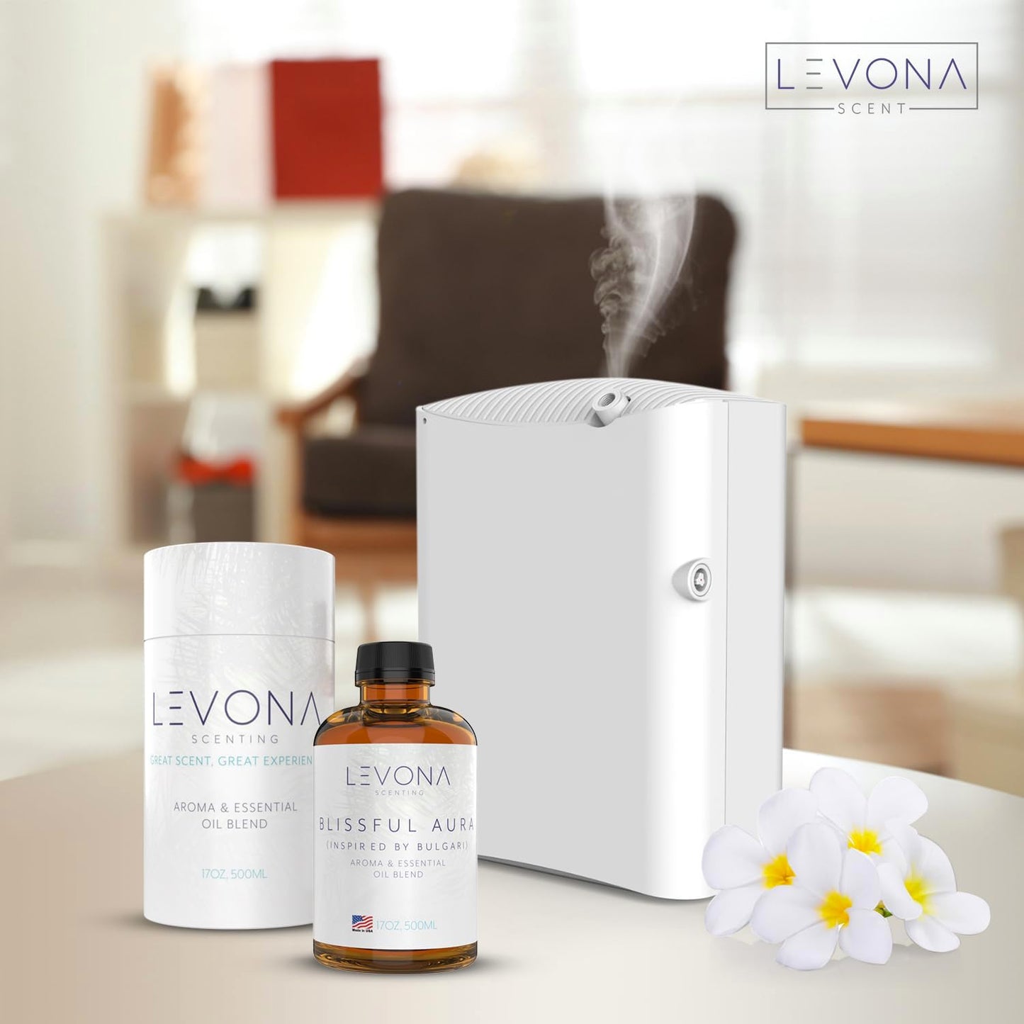 Levona Scent Essential Oils for Diffuser: Blissful Aura with Notes of Amber, Musk & Jasmine - Home Luxury Scents for Hotel - Fragrance Oil - 500 Ml Essential Oil