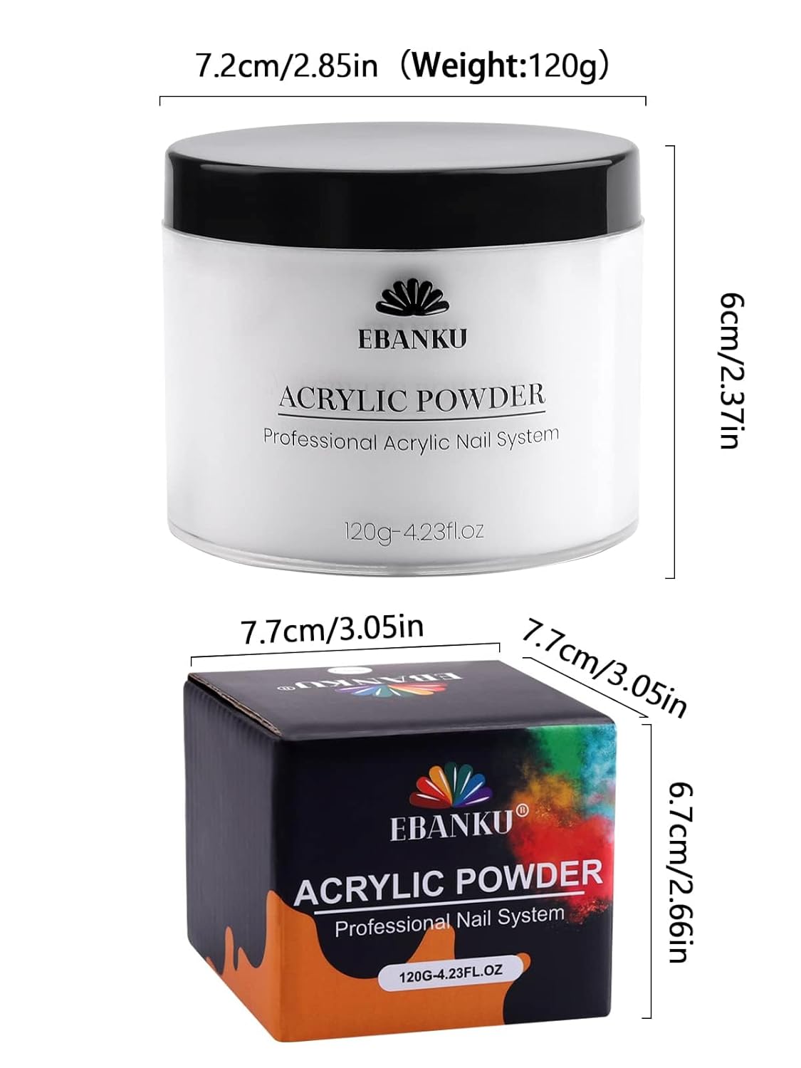 EBANKU Clear Acrylic Nail Powder, Long Lasting 3D Fingernail Carving & Nail Extensions, Professional Acrylic Powder for Manicure, No Nail Lamp Needed, 120g/4.23oz Large Capacity