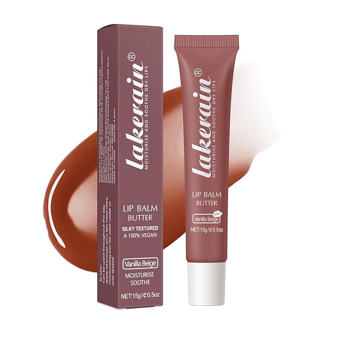 Moisturizing Lip Balm Butter for Dry Cracked Lips,Day/Night Hydrating Lip Mask, Ultra-Nourishing Lip Care Moisturizer for Soft, Smooth and Supple Lips (Vanilla Beige)