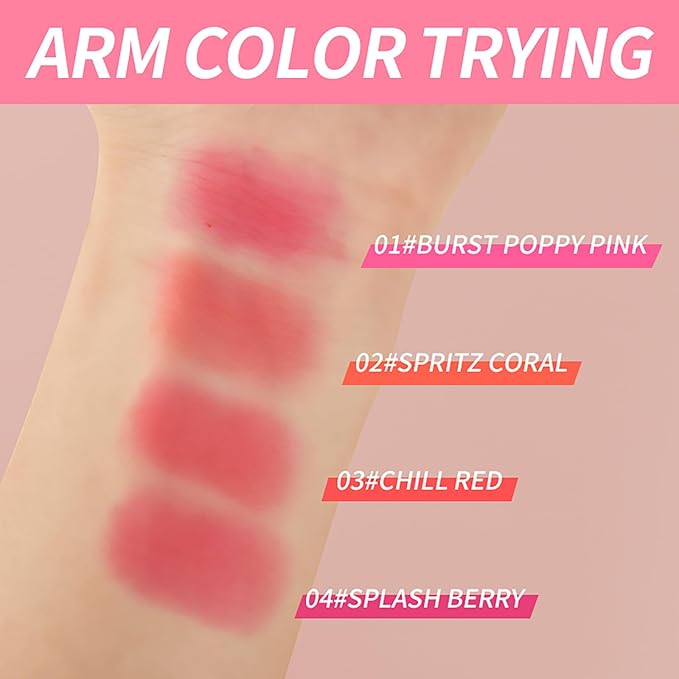 Cooling Water Jelly Tint Blush Makeup Blush Stick 3-in-1 Lip and Cheek Tint Stain Jelly Blush Multi-use Clear Glossy Gel Blush,0.18 Oz (Splash Berry, 0.18 Oz)