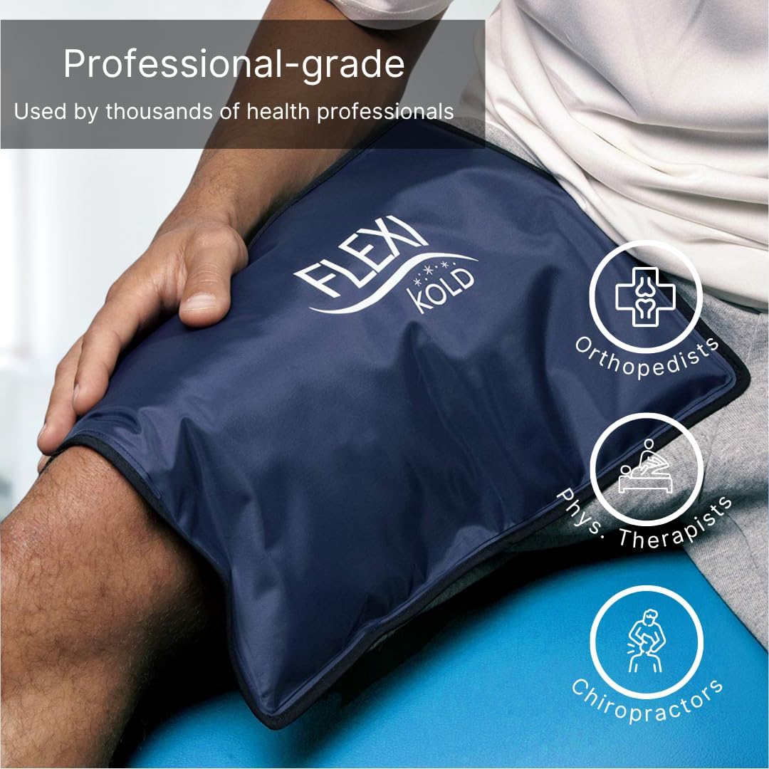 FlexiKold Gel Ice Packs (Standard Large: 10.5" x 14.5") for Injuries Reusable, Back Pain Relief, Knee Wrap, After Surgery, Ice Pack for Knee, Shoulder - 6300-COLD by NatraCure