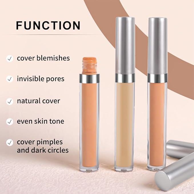 Kaely 2Pcs Hydrating Concealer Wand,Full Coverage Liquid under Eye Concealer,Long Lasting Waterproof Primer Makeup for Dark Circles and Puffiness Trouble Spots Redness,Eye Ring corrector de ojeras 04