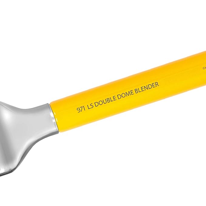 Bdellium Tools Professional Makeup Brush - Studio Series 971 Large Slanted Double Dome Blender - With Soft Synthetic Fibers, For Quick & Easy Application and Blending (Yellow, 1pc)