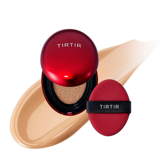 [*Mini Size*] TIRTIR Mask Fit Red Cushion Foundation | Full coverage, Weightless, Skin fit, Satin Glow Finish, Korean Makeup, beauty, Tattoo cover up, Buildable (#27C Cool Beige, 0.15 Fl Oz)