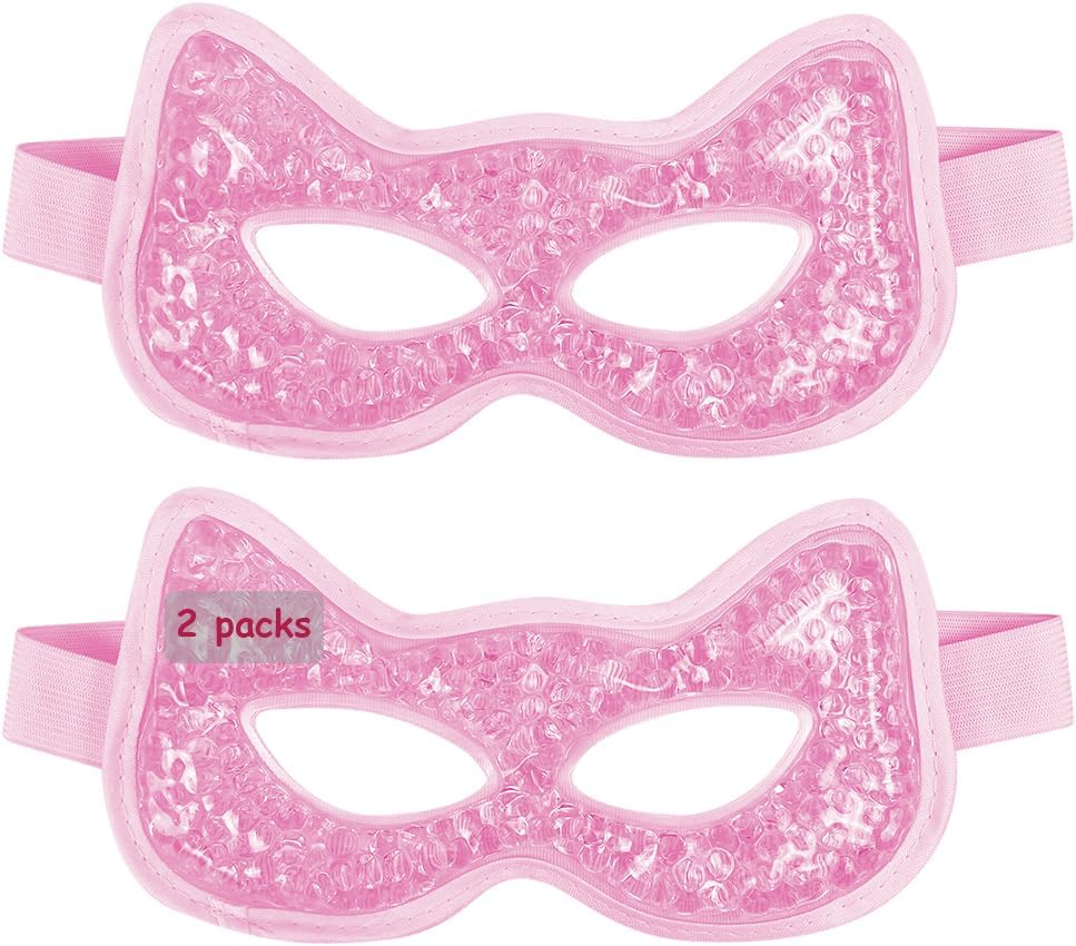 Cooling Eye Mask, Gel Eye Mask Hot Cold Use, Cold Eye Mask for Puffy Eyes, Dry Eyes, Headaches, Migraines, Sinus, Dark Circles (2 pink)