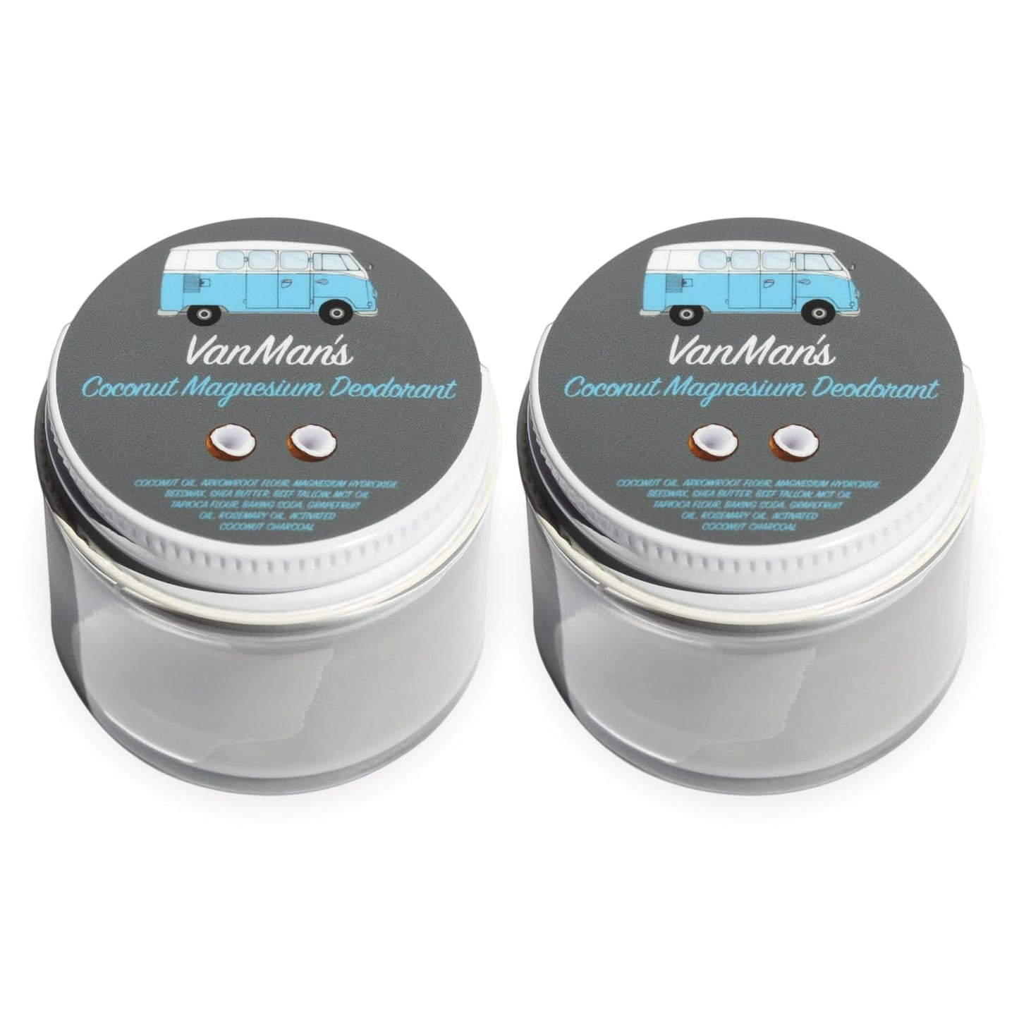 Vanman’s - Handmade Coconut and Magnesium Deodorant (2 Pack) - Odor Control for Underarms - Routine Deodorant For Women and Men - Personal Care Products - 2 Fl Oz