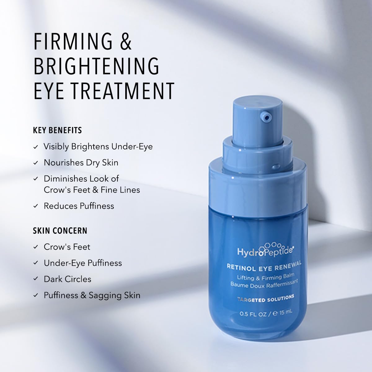 HydroPeptide Retinol Eye Renewal Lifting & Firming Eye Balm with 0.65% Universal Tri-Retinol Complex Peptide Solution, 0.5 Ounce