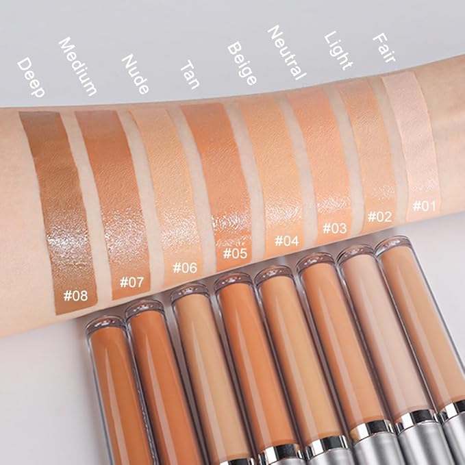 Kaely 2Pcs Hydrating Concealer Wand,Full Coverage Liquid under Eye Concealer,Long Lasting Waterproof Primer Makeup for Dark Circles and Puffiness Trouble Spots Redness,Eye Ring corrector de ojeras 08