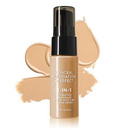 Concealer Full Coverage Foundation for Mature Skin,Oil Control Matte 2 in 1 Concealer liquid Foundation Makeup Waterproof Base De Maquillaje Alta Cobertura-02 Natural