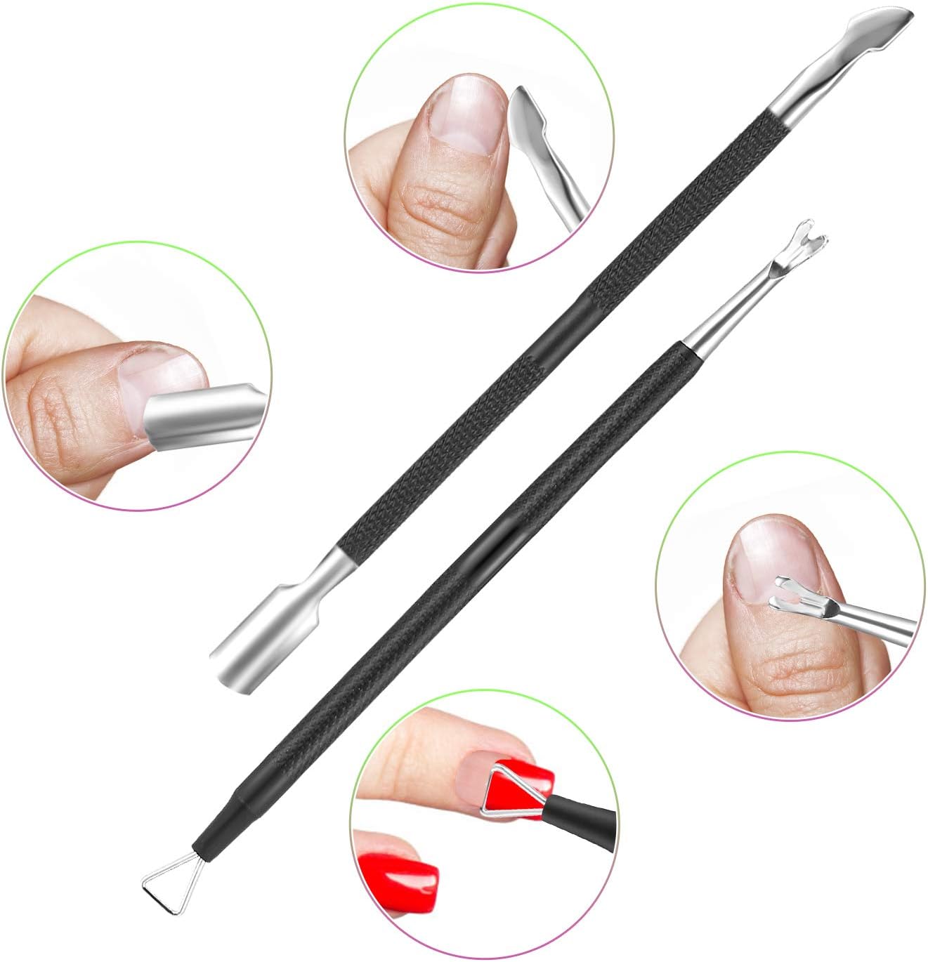 Cuticle Trimmer Cuticle Remover with Cuticle Pusher, XUNXMAS Professional Stainless Steel Durable Pedicure Manicure Tools Cutter Nipper Scissor Clipper for Fingernails and Toenails Dead Skin Black