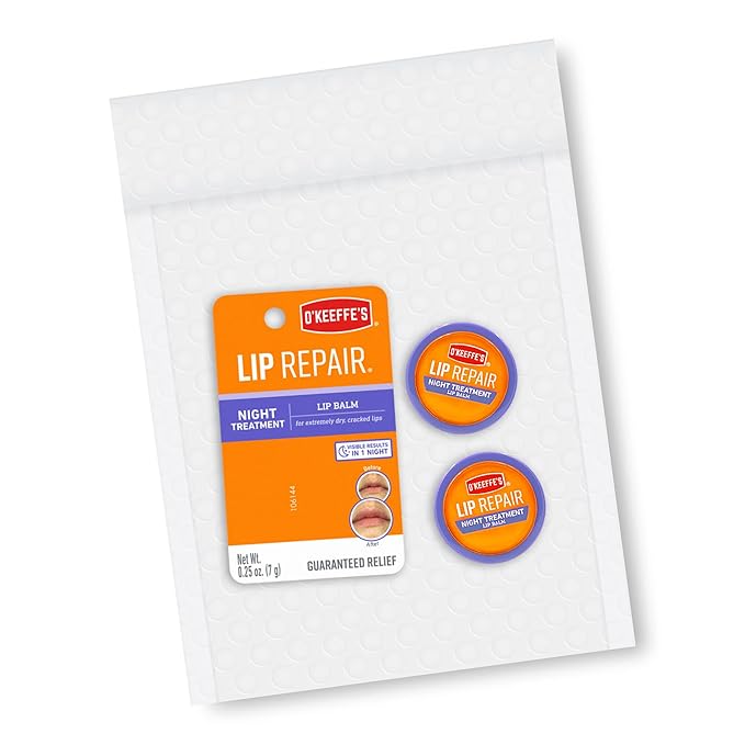 O'Keeffe's Lip Repair Night Treatment Lip Balm, 0.25 Ounce Jar, (Pack of 2)