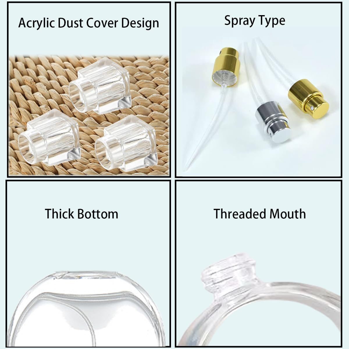 3 Pcs Perfume Bottle Atomizers,1 oz Refillable Fine Mist Sprayer Empty Fragrance Bottles Portable Travel Perfume Dispenser Containers for Essential Oil perfumery(30ml)