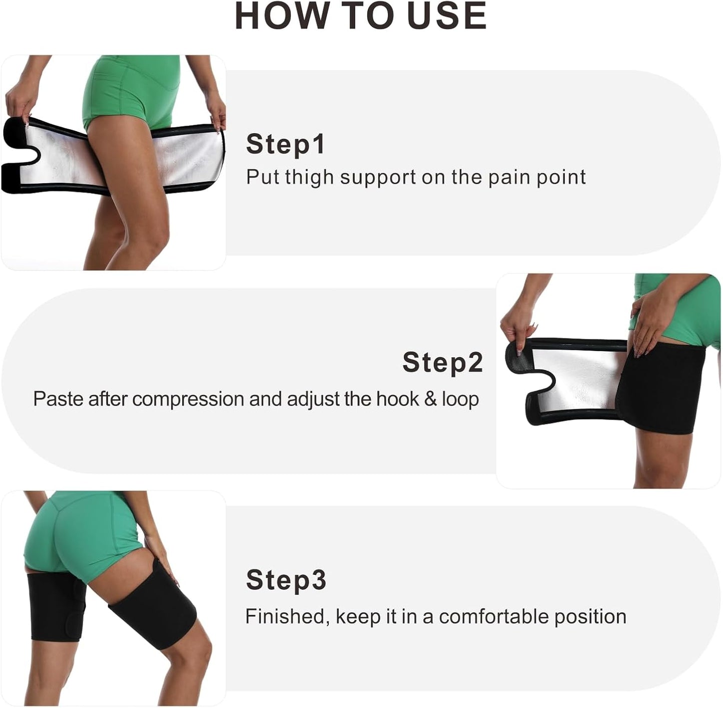 Sauna Leg Sleeves 2-Pack, Non-Slip Sweat Thigh Wraps for Women & Men Adjustable Thigh Trimmer Slimming Workout Gear