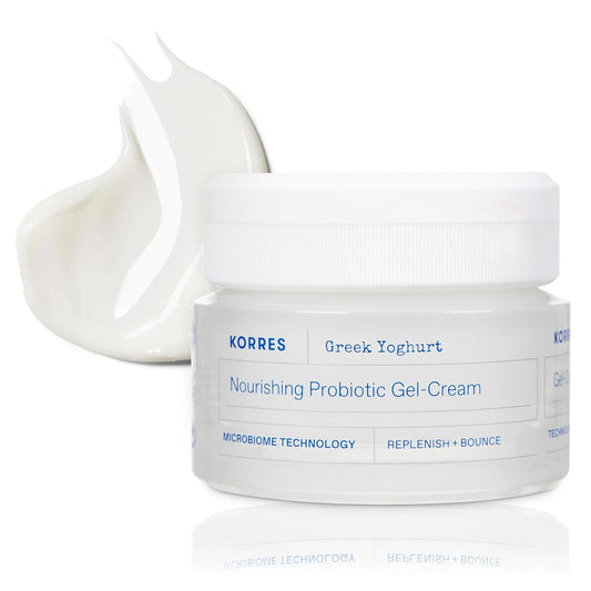 KORRES Greek Yoghurt Nourishing Probiotic Gel-Cream, Lightweight Face Moisturizer with Pre and Probiotics, Time-Released Hydration for 48 Hours, Microbiome Technology for Balanced Skin, 1.4 Fl Oz