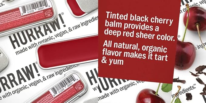 Hurraw! Black Cherry Tinted, Unscented, Moon Night Treatment Lip Balm Slim Slider Tins, 3 Pack Bundle: Organic, Certified Vegan and Cruelty Free All Natural. Bee, Shea, Soy & Palm Free. Made in USA