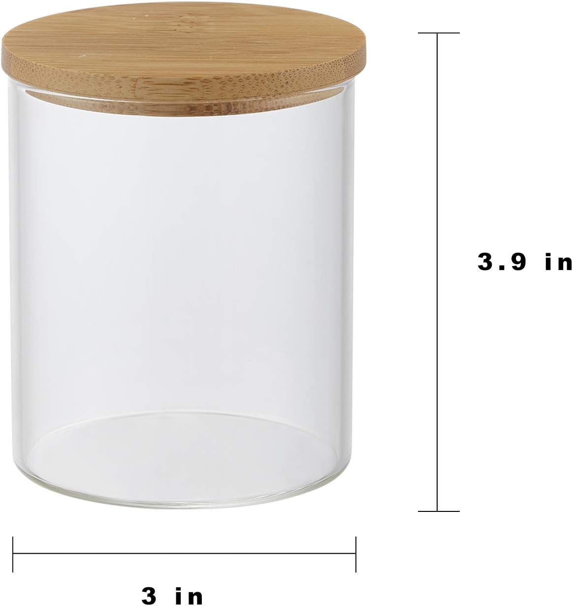 Glass Qtip Holder with Vanity Tray, Apothecary Jars Bathroom Accessories Bathroom Canisters Organizer Countertop Q Tip Holder for Cotton Ball Round Swab Pad Hair Ties Floss Perfume Jewelry