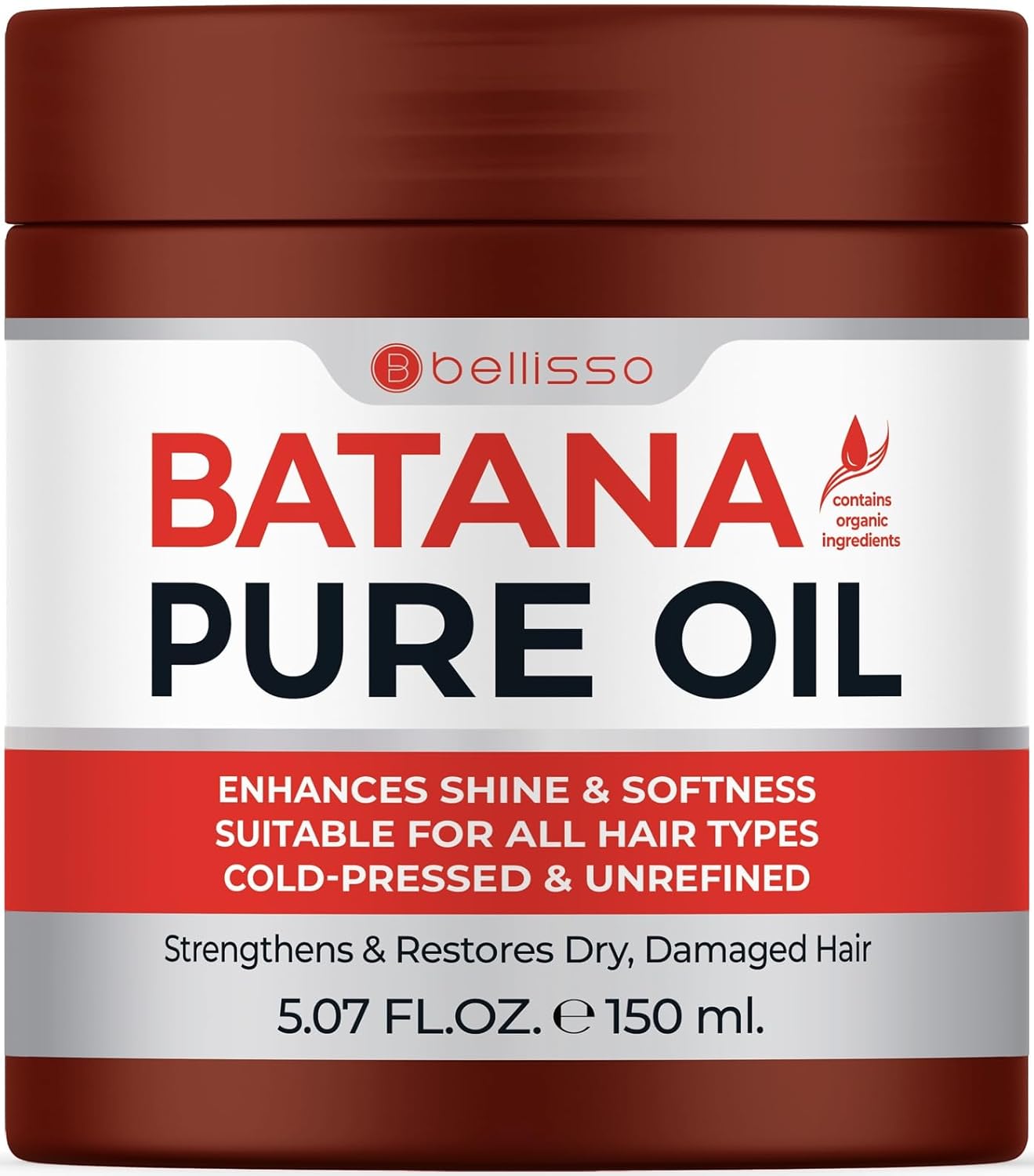 Batana Oil - Pure, Unrefined and Cold Pressed - Volumizing Hair Treatment for Women and Men - Hydrating Nourishment for Dry, Broken and Brittle Split Ends - Deep Hydration and Moisture Hair Mask
