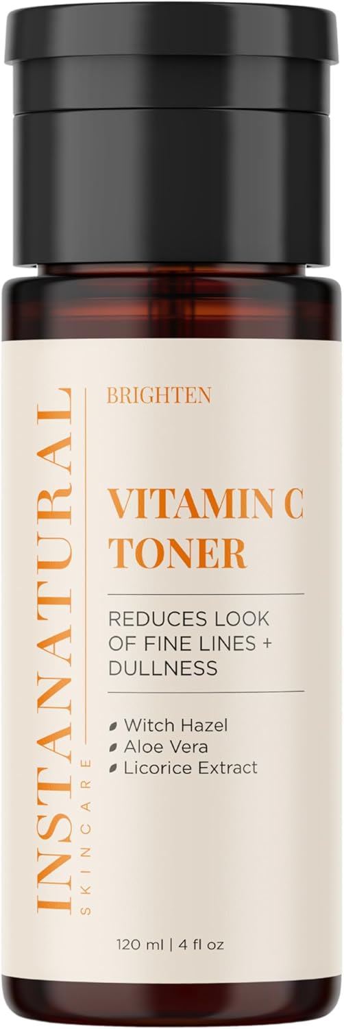 InstaNatural Vitamin C Face Toner, Brightens, Balances pH and Reduces Signs of Aging, Fine Lines and Wrinkles, with Witch Hazel, Lavender and Geranium Oils, 4 Fl Oz