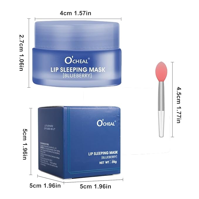 Moisture Collagen Booster Lip Sleeping Mask Sheet, Nourishing, Plumping and Hydrating Lip Balm, Blueberry Lip Mask, Day and Night Repair Lip Balm for Improves Dryness and Cracked (Blueberry)