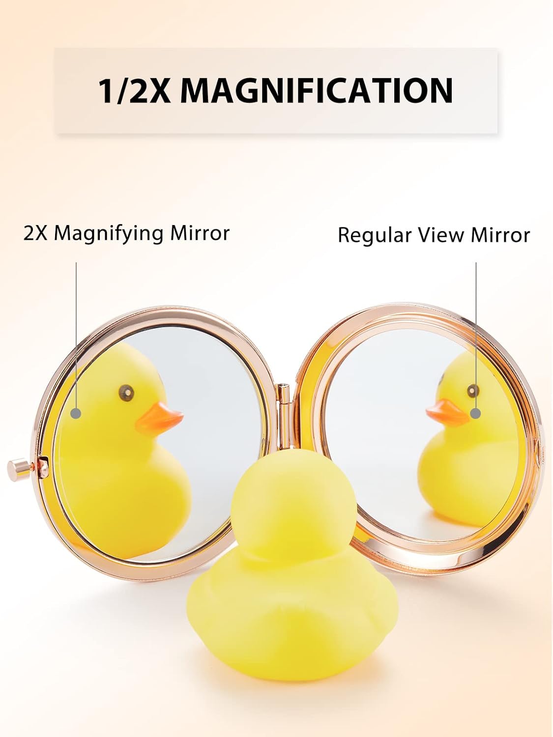 Compact Mirror for Purse, Set of 100 Double-Sided 1X/2X Magnifying Metal Pocket Makeup Mirrors(Round, Rose Gold)