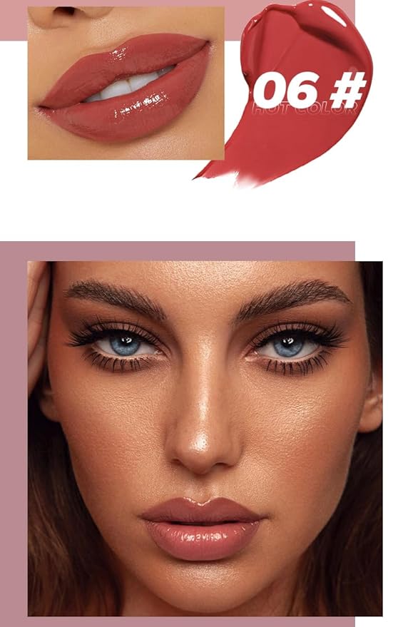 MAEPEOR Hydrating Lip Plumper 12 Colors Moisturizing Shiny Juicy Lip Balm Long Lasting Nourishing Lip Pluming Balm（Color 06)