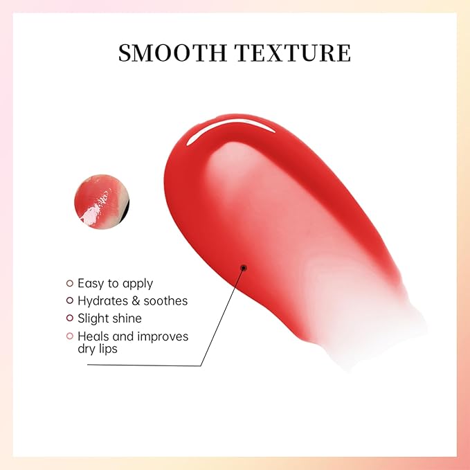 Lip Glowy Balm Butter Lip Balm Plumps Moisturizing Hydrating Lip Mask Repair Moisturizer Lips Care Lip Treatment for Dry Cracked Lip, Glossy Finish, Vegan Tinted Lip Balm Chapstick (#5 Cherry)