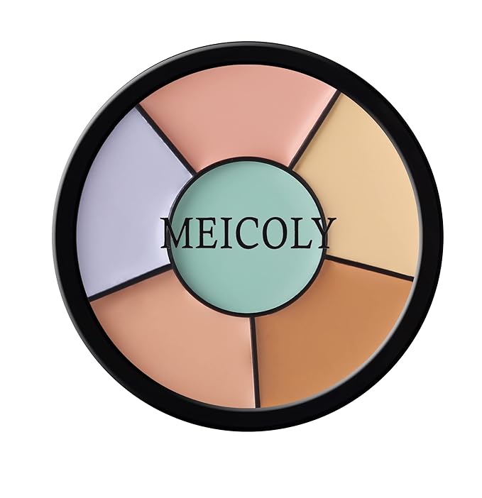 MEICOLY Face Color Correcting Palette, 6 Colors Correctors,Cream Concealer Camouflage Makeup Palette with 8 pcs White Makeup Sponges,Conceals Dark Circles, Blemishes, and Redness,Cruelty Free,Corrector