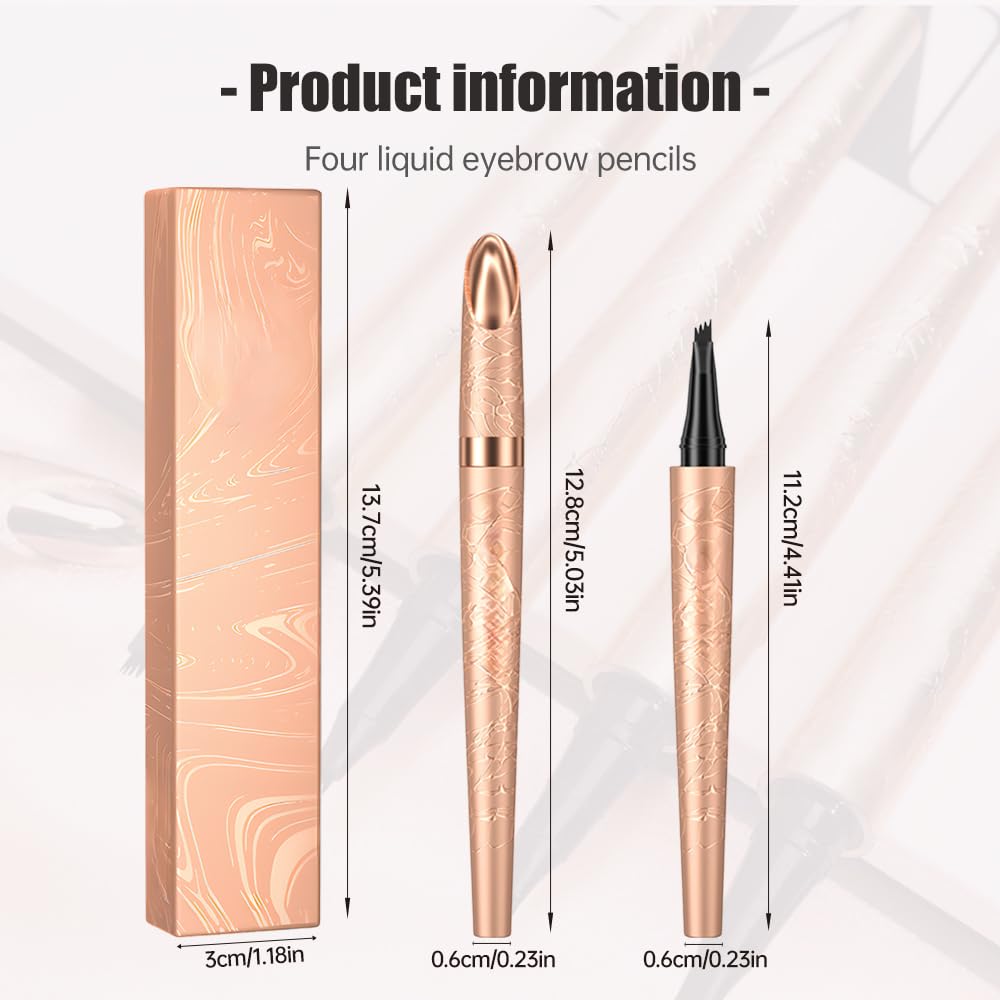 Microblading Eyebrow Pencil, 2025 New Waterproof Eyebrow Pencil, Premium Microblading Eyebrow Pen with 4 Tip, Long-Lasting Natural Magic Eyebrow Makeup Fine Stroke Eye Brow Pen for Women (Light Brown)