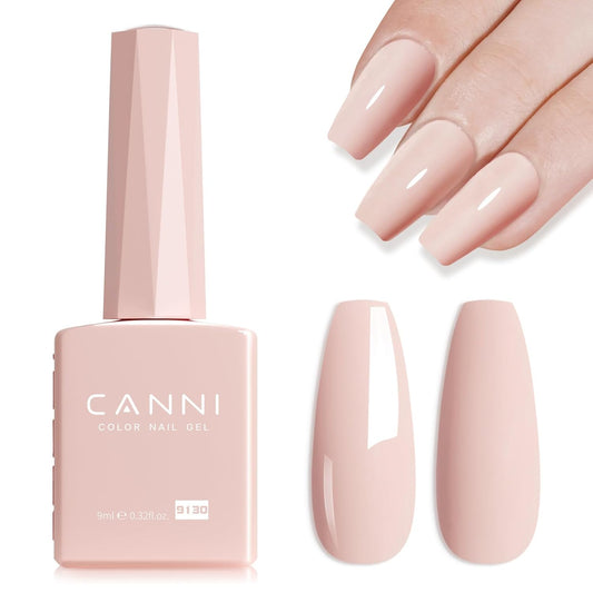 CANNI Pink Gel Nail Polish – Light Nude Oyster Pink, High Gloss Soak-Off UV/LED Gel for French Manicure, DIY Home & Salon Use, 0.32 fl oz