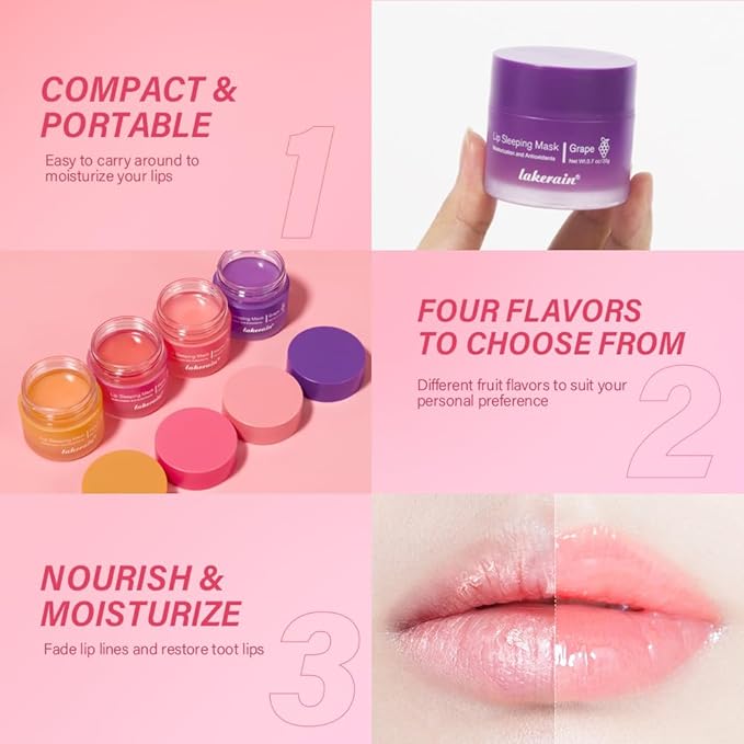 Lip Sleeping Mask,lip Mask With Vitamin C, Antioxidants,lip Mask Overnight,Improves Dryness,Nourishes And Hydrates,Brighten Lip Colour,Reduce Lip Lines 0.7 Fl Oz(04#grape)