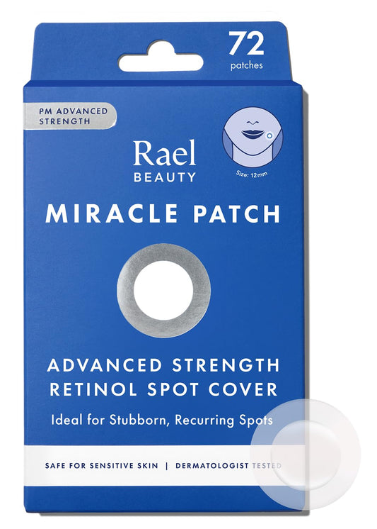 Rael Pimple Patches, Miracle Retinol Spot Cover - Hydrocolloid Acne Patch for Face, Absorbing Zits & Blemishes, PM Advanced Treatment, Facial Sticker (72 Count)