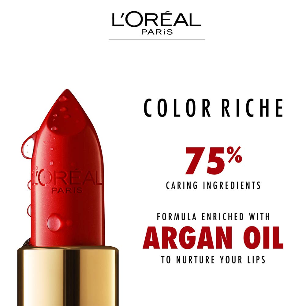 L'Oreal Paris Colour Riche Original Creamy, Hydrating Satin Lipstick with Argan Oil and Vitamin E, Fresh as a Rose, 1 Count